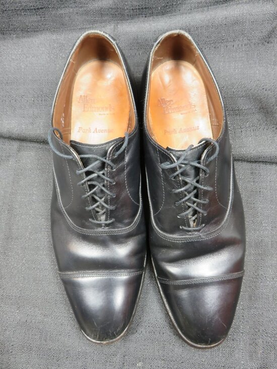 Allen Edmonds 24795 Park Avenue 5615 Black Cap Toe Derby Mens sz 9 B Oxford